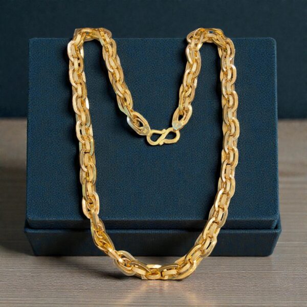 Classy Dubai Heavy Handmade Men's Link Chain Necklace In Fine 22K Yellow Gold