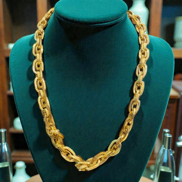 Classy Dubai Heavy Handmade Men's Link Chain Necklace In Fine 22K Yellow Gold