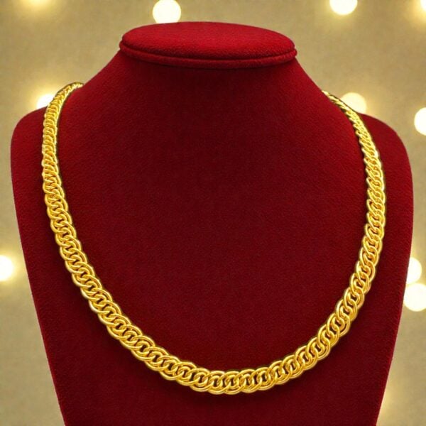 Stunning Dubai Unisex Intertwined Link Chain Necklace In 22Karat Yellow Gold