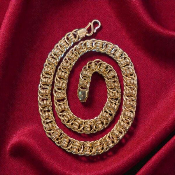 Vintage Dubai Handmade Men's Link Chain Necklace In 916 Stamped 22K Yellow Gold