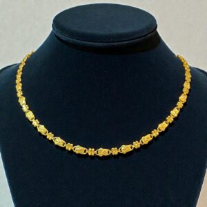 Stunning Dubai Handmade Two-Ball Chain Necklace In Hallmark 22K Yellow Gold