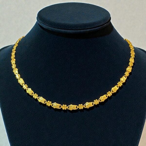 Stunning Dubai Handmade Two-Ball Chain Necklace In Hallmark 22K Yellow Gold
