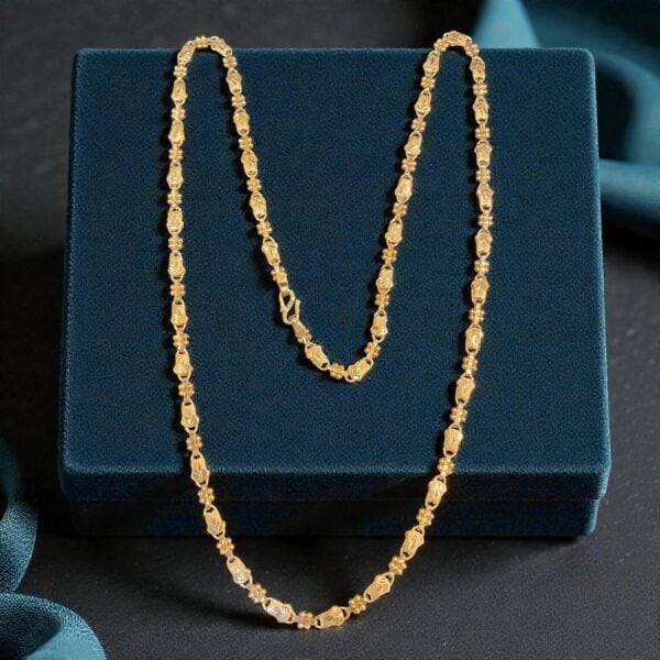 Stunning Dubai Handmade Two-Ball Chain Necklace In Hallmark 22K Yellow Gold