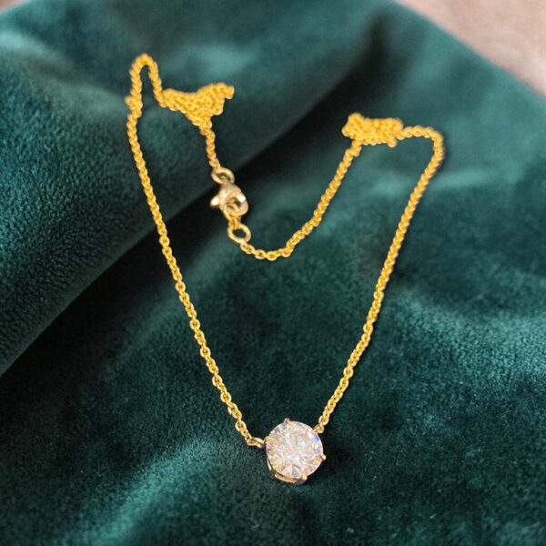GIA Certified 2 Cts Round Brilliant D/VVS1 Diamond Solitaire Necklace 18K Gold