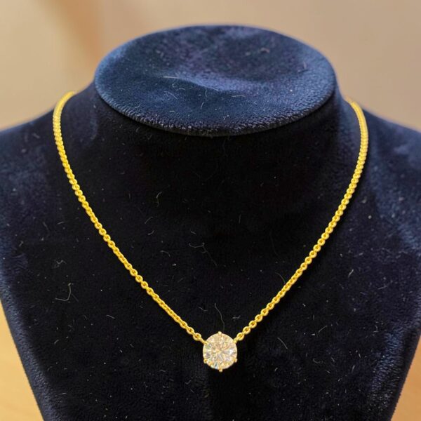 GIA Certified 2 Cts Round Brilliant D/VVS1 Diamond Solitaire Necklace 18K Gold