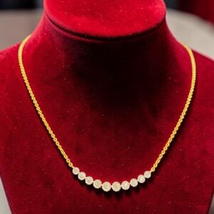 Stunning 0.50 Cts Round Brilliant F/VS1 Diamonds Ten-Stone Necklace In 18K Gold