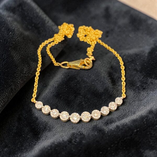 Stunning 0.50 Cts Round Brilliant F/VS1 Diamonds Ten-Stone Necklace In 18K Gold