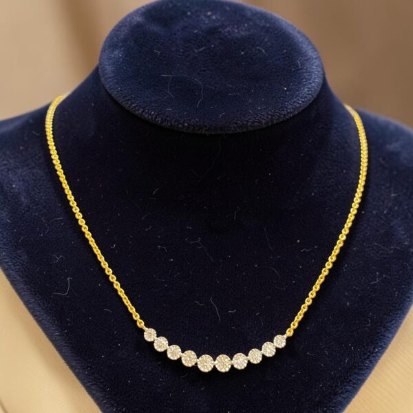 Stunning 0.50 Cts Round Brilliant F/VS1 Diamonds Ten-Stone Necklace In 18K Gold