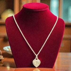 GIA Certified 3 Cts Heart Shape F/VS1 Diamond Bezel Set Necklace 18KT White Gold