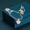 N-107 (28) GIA Certified 3 Cts Heart Shape F/VS1 Diamond Bezel Set Necklace 18KT White Gold