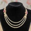 N-108 (24) 12.30 Cts Round Brilliant F/VS1 Diamonds Ruby 3-Strand Tennis Necklace 14KT Gold