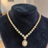 N-109 (20) Classy 5.47 Cts Round Brilliant F/VS1 Diamonds Australian Opal Necklace 14K Gold