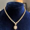 N-109 (21) Classy 5.47 Cts Round Brilliant F/VS1 Diamonds Australian Opal Necklace 14K Gold