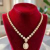 N-109 (24) Classy 5.47 Cts Round Brilliant F/VS1 Diamonds Australian Opal Necklace 14K Gold