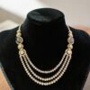 11.40 Cts Round Brilliant F/VS1 Diamonds Blue Sapphire Tennis Necklace 14KT Gold