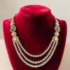 11.40 Cts Round Brilliant F/VS1 Diamonds Blue Sapphire Tennis Necklace 14KT Gold
