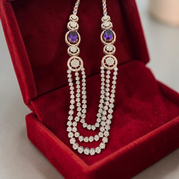Pave 10.90 Cts Round Brilliant F/VS1 Diamonds Amethyst Tennis Necklace 14K Gold