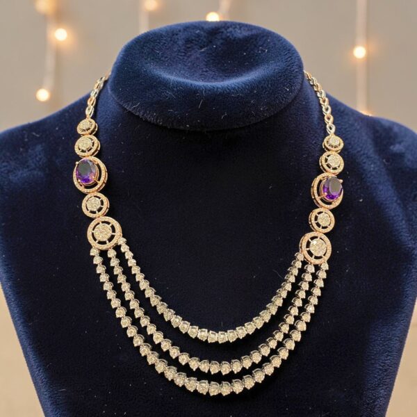 Pave 10.90 Cts Round Brilliant F/VS1 Diamonds Amethyst Tennis Necklace 14K Gold