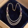 Pave 10.90 Cts Round Brilliant F/VS1 Diamonds Amethyst Tennis Necklace 14K Gold