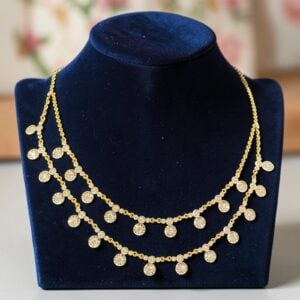 N-112 (16) 2.44 Carats Round Brilliant F/VS1 Diamonds Two-Strand Necklace 14K Yellow Gold