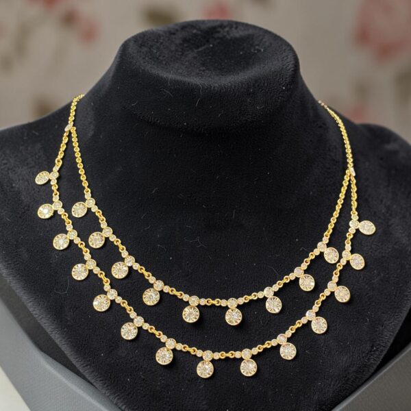 N-112 (17) 2.44 Carats Round Brilliant F/VS1 Diamonds Two-Strand Necklace 14K Yellow Gold