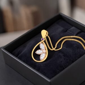 Beautiful 0.25 Carats Round Brilliant F/VS1 Diamonds Necklace In 14K Yellow Gold
