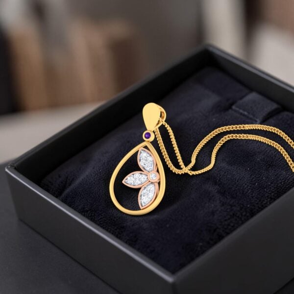 Beautiful 0.25 Carats Round Brilliant F/VS1 Diamonds Necklace In 14K Yellow Gold