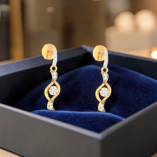Pavé 1/2 Carats Round Brilliant F/VS1 Diamonds Drop Earrings In 14K Yellow Gold