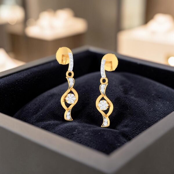 Pavé 1/2 Carats Round Brilliant F/VS1 Diamonds Drop Earrings In 14K Yellow Gold