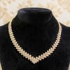 N-115 (18) Stunning 3.35 Cts Round Brilliant F/VS1 Diamonds Illusion Necklace In 14K Gold