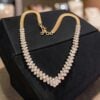 N-115 (20) Stunning 3.35 Cts Round Brilliant F/VS1 Diamonds Illusion Necklace In 14K Gold