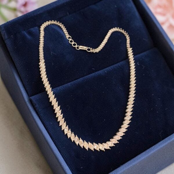 Stunning 3.77 Cts Round Baguette F/VS1 Diamonds Tennis Necklace 14K White Gold
