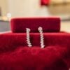 Pavé 1.42 Cts Round Baguette Shape F/VS1 Diamonds Dangle Earrings 14K White Gold