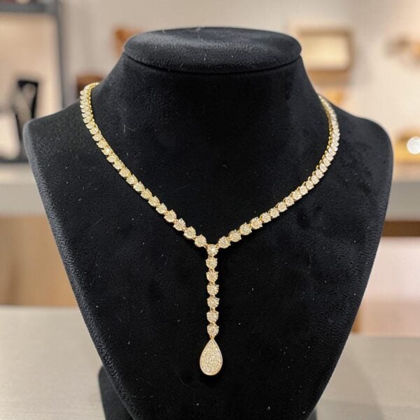 Gorgeous 2.10 ct Round Brilliant F/VS1 Diamonds Y-shape Tennis Necklace 14K Gold