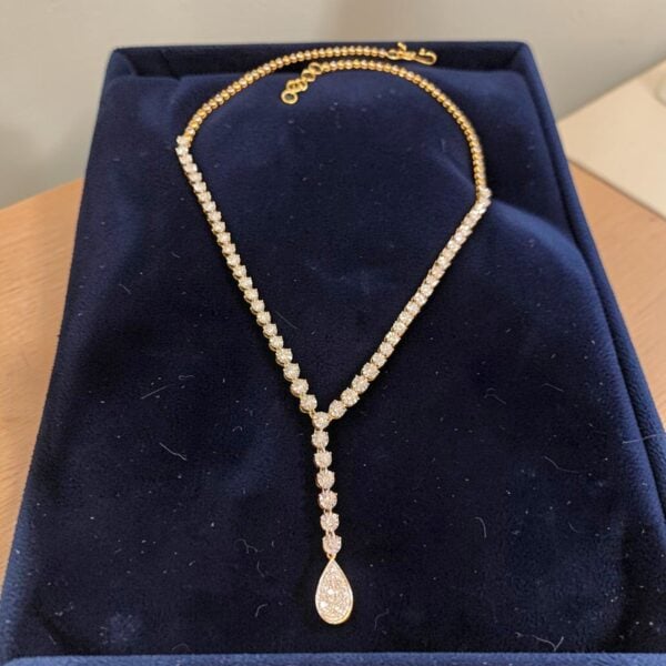 Gorgeous 2.10 ct Round Brilliant F/VS1 Diamonds Y-shape Tennis Necklace 14K Gold