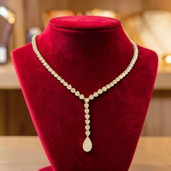 Gorgeous 2.10 ct Round Brilliant F/VS1 Diamonds Y-shape Tennis Necklace 14K Gold