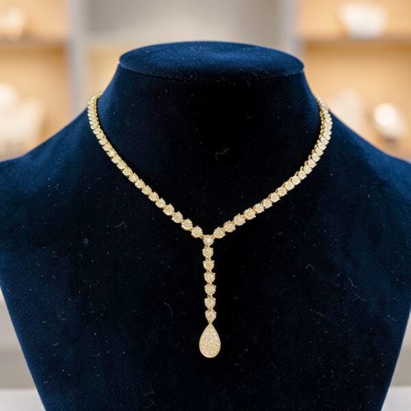 Gorgeous 2.10 ct Round Brilliant F/VS1 Diamonds Y-shape Tennis Necklace 14K Gold