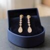 Stunning 1.01 Cts Round Brilliant F/VS1 Diamonds Dangle Earrings 14K Yellow Gold