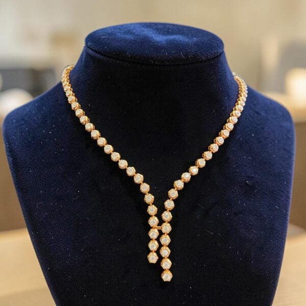 Beautiful 2.45 Cts Round Brilliant F/VS1 Diamonds Tennis Necklace 14K Rose Gold