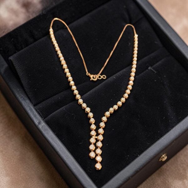 Beautiful 2.45 Cts Round Brilliant F/VS1 Diamonds Tennis Necklace 14K Rose Gold