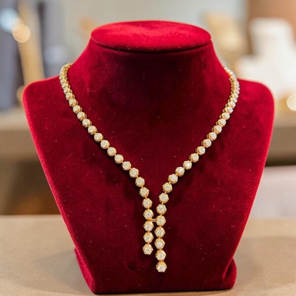 Beautiful 2.45 Cts Round Brilliant F/VS1 Diamonds Tennis Necklace 14K Rose Gold