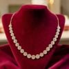 Stunning 1.77 Cts Round Brilliant F/VS1 Diamonds Floral Halo Necklace 14K Gold