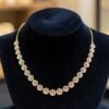 Stunning 1.77 Cts Round Brilliant F/VS1 Diamonds Floral Halo Necklace 14K Gold