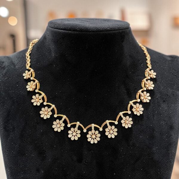 Dazzling 1.33 Cts Round Brilliant F/VS1 Diamonds Tennis Necklace 14K Rose Gold