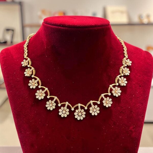 Dazzling 1.33 Cts Round Brilliant F/VS1 Diamonds Tennis Necklace 14K Rose Gold