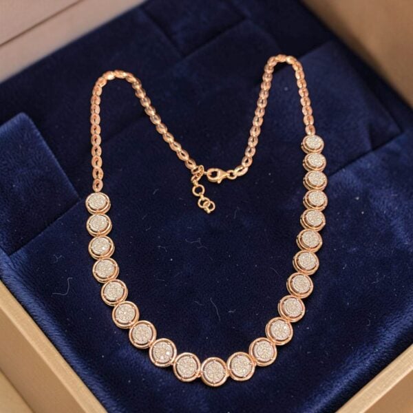 N-457 (32) Beautiful 1.07 Cts Round Brilliant F/VS1 Diamonds Halo Necklace in 14K Rose Gold