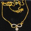Pave 0.21 Cts Round Brilliant Cut Natural Diamonds Infinity Necklace 14K Gold