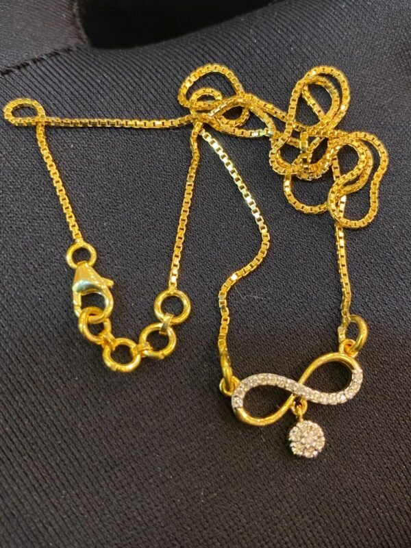 Pave 0.21 Cts Round Brilliant Cut Natural Diamonds Infinity Necklace 14K Gold