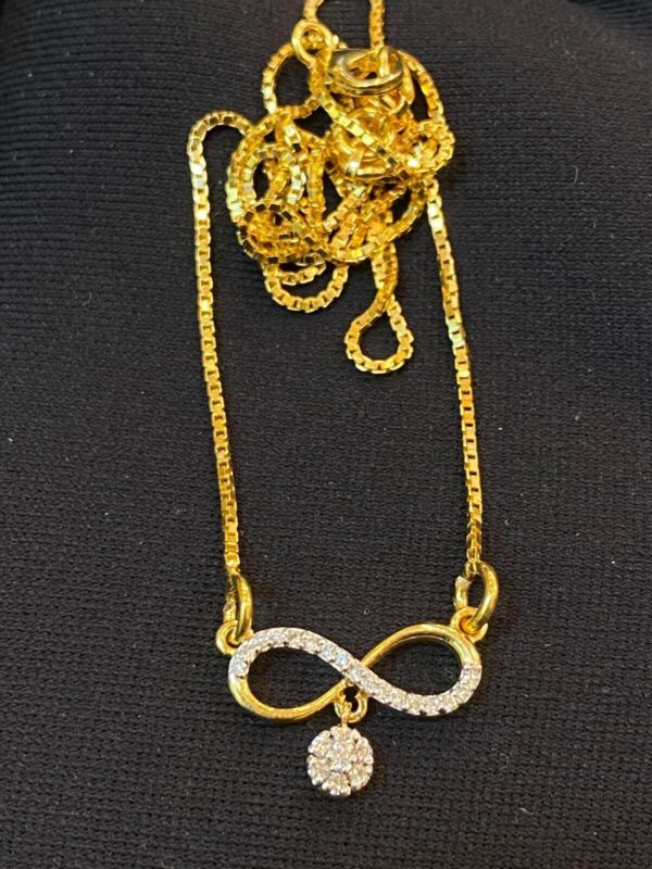 Pave 0.21 Cts Round Brilliant Cut Natural Diamonds Infinity Necklace 14K Gold
