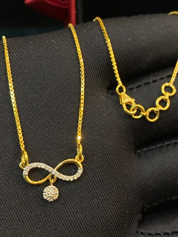 Pave 0.21 Cts Round Brilliant Cut Natural Diamonds Infinity Necklace 14K Gold